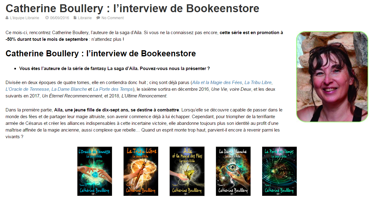 L'interview de l'auteure de fantasy Catherine Boullery sur Bookeen